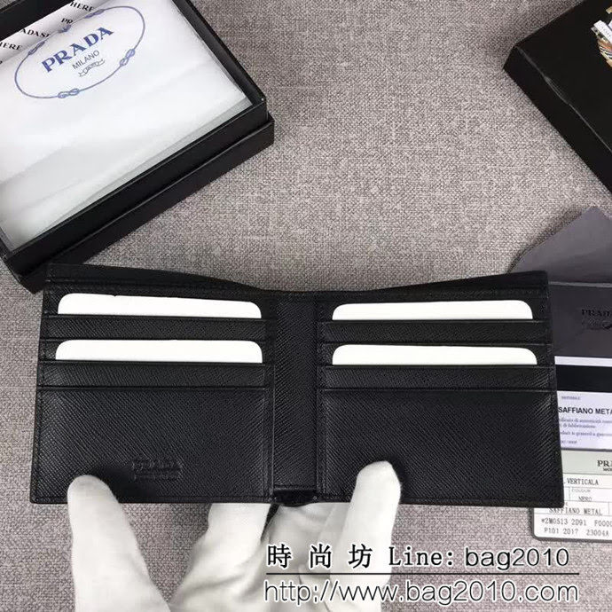 PRADA普拉達 官網同步 專櫃最新款 十字紋牛皮 男士短款錢夾 2M0513 DD1885
